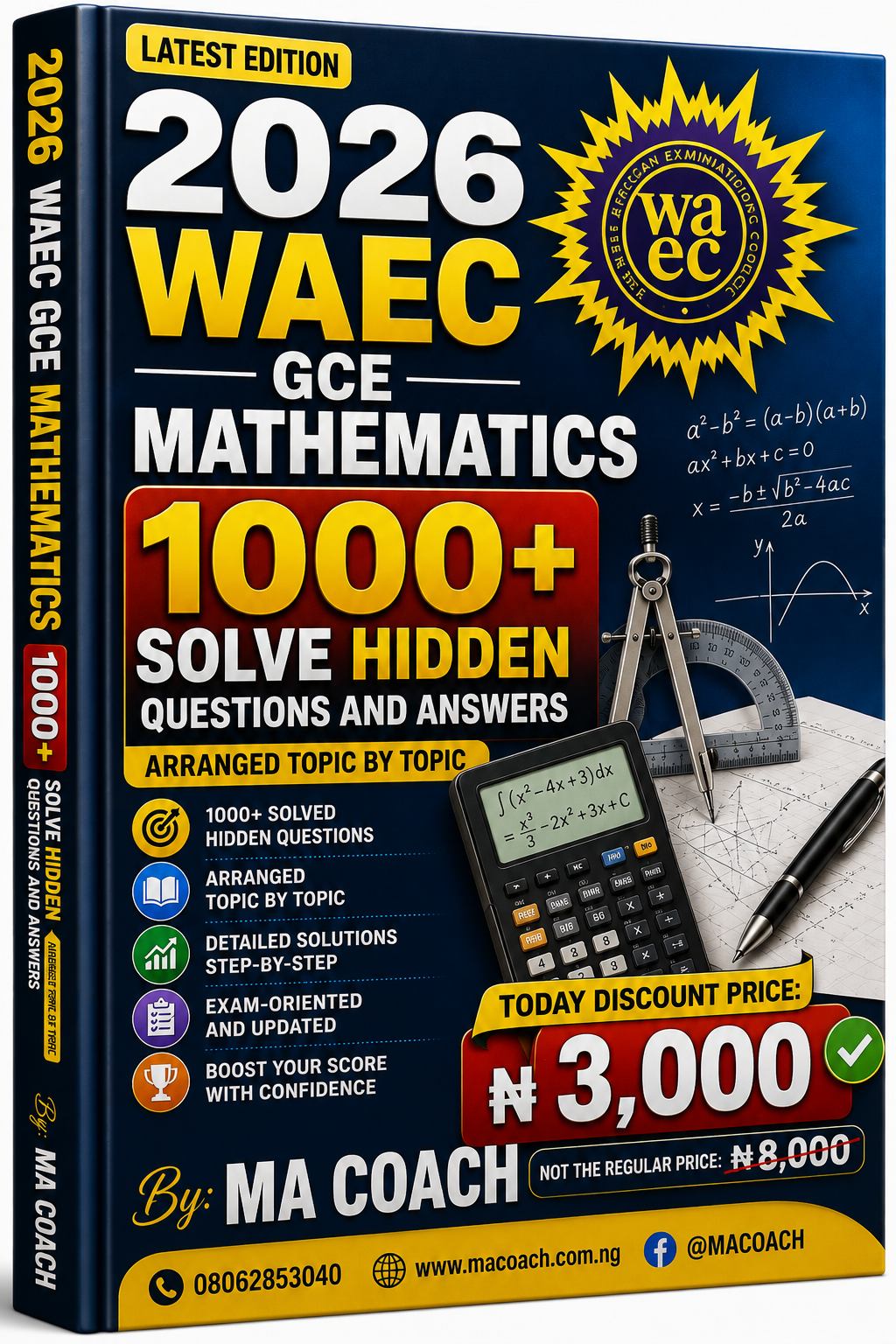 2026 WAEC GCE Mathematics Likely Questions & Answers Playbook | 1000+ Solved Past Questions + 24/7 Tutor Support